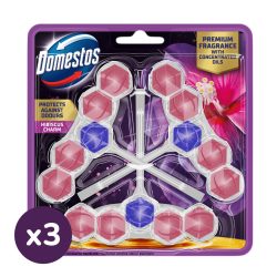   Domestos Aroma Lux WC frissítő blokk, Hibiscus Charm, koncentrált illóolajokkal (3x3x50 g)