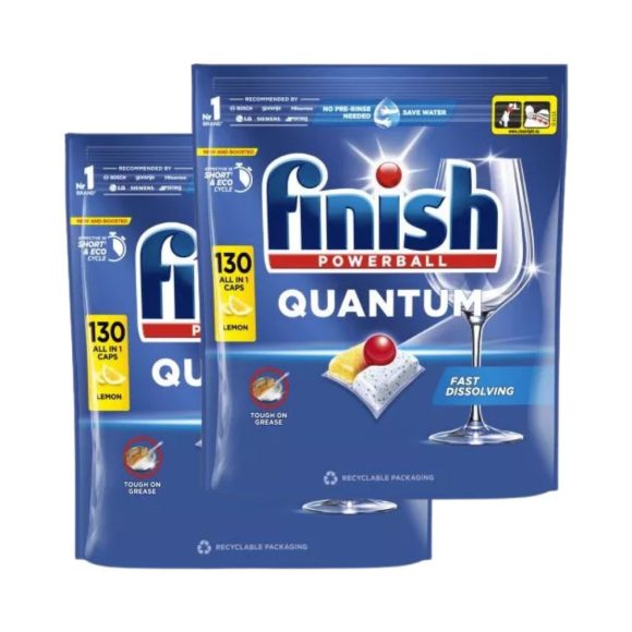 Finish Powerball Quantum All in 1 mosogatógép-kapszula, lemon (2x130 db)