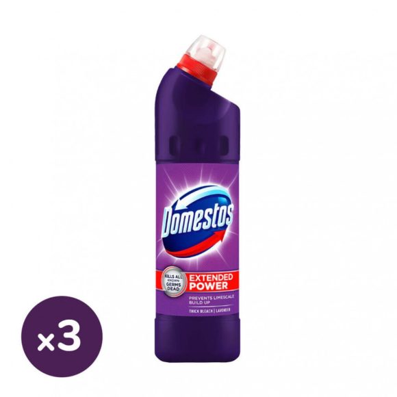 Domestos Extended Power fertőtlenítő hatású folyékony tisztítószer, lavender (3x750 ml)