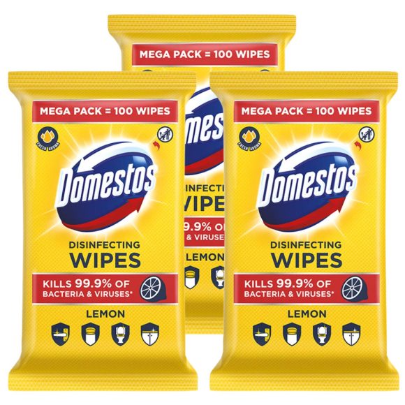 Domestos Lemon higiénikus törlőkendő (3x100 db)