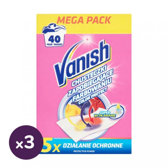 Vanish Színvédő Kendő, 3x20 db, (120 mosás)