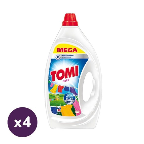 INGYENES SZÁLLÍTÁS - Tomi Max Power Color mosógél 4x3,96 liter (352 mosás)