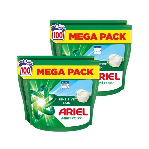INGYENES  SZÁLLÍTÁS - Ariel All-in-1 PODS Mosókapszula Sensitive (2x100 db)