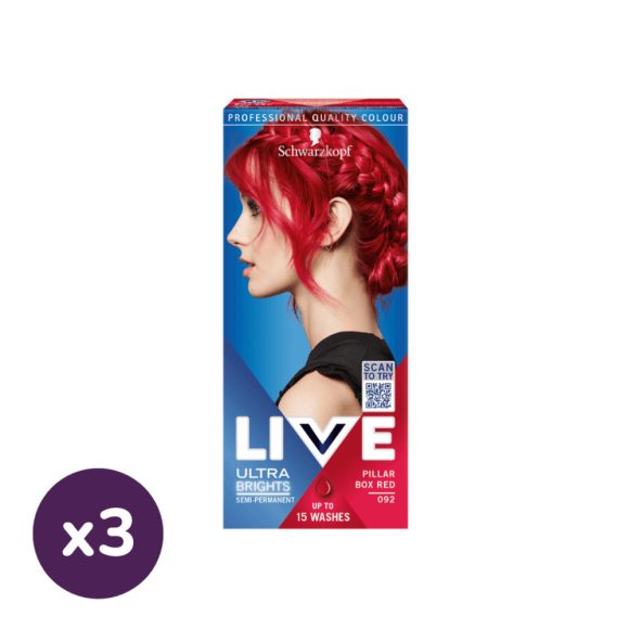 Schwarzkopf Live Color hajszínező - 92 piros (3x1 db)