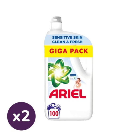 Ariel Folyékony mosószer, Sensitive Skin Clean & Fresh 2x5 liter (200 mosás)