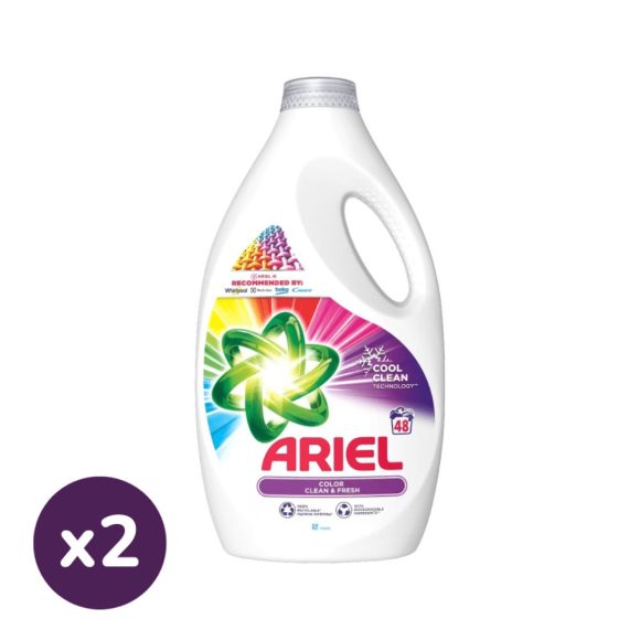 Ariel Folyékony mosószer, Color Cool Clean, 2x2,4 liter (96 mosás)
