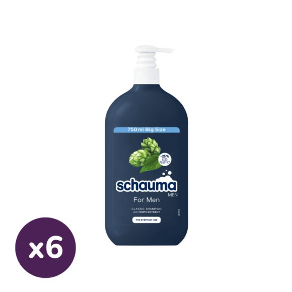 Schauma Férfi sampon komlóval, minden hajtípusra (6x750 ml)