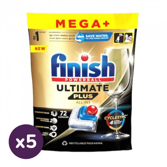 Finish Powerball Ultimate Plus All in 1 mosogatógép-kapszula, regular (5x72 db)