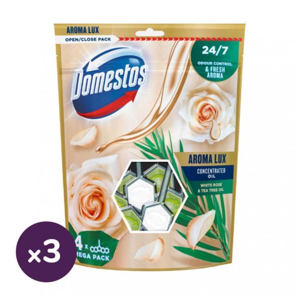 Domestos Aroma Lux WC-frissítő rúd, white rosebuds & tea tree oil (12x55 g)