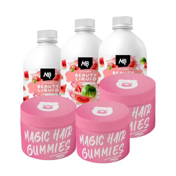 3 havi Magic Hair Gummies gumivitamin kúra + 3 db Magic Body Beauty liquid kollagénital dinnyés csomag