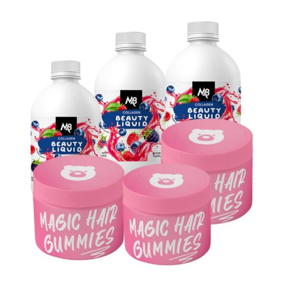 3 havi Magic Hair Gummies gumivitamin kúra + 3 db Magic Body Beauty kollagénital vad bogyós csomag