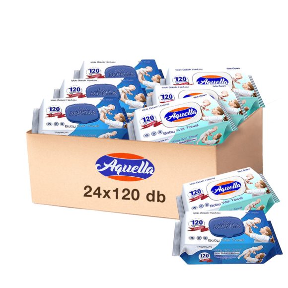Aquella Prémium kupakos törlőkendő csomag 24x120 db