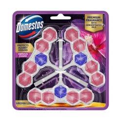   Domestos Aroma Lux WC frissítő blokk, Hibiscus Charm, koncentrált illóolajokkal (3x50 g)