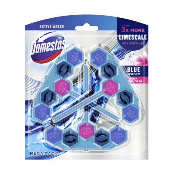 Domestos Power5+ WC-frissítő rúd, blue water pink magnolia (3x53 g)