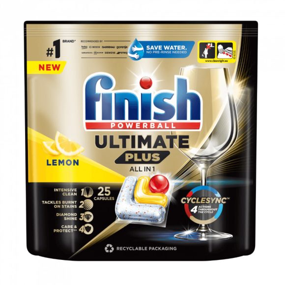 Finish Powerball Ultimate Plus All in 1 mosogatógép-kapszula, lemon (25 db)