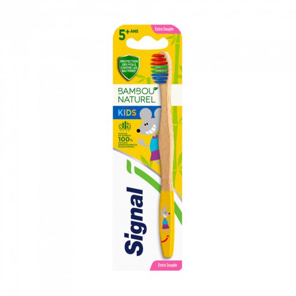 Signal Bamboo Natural extra puha gyerek fogkefe 5 év+ (sárga)