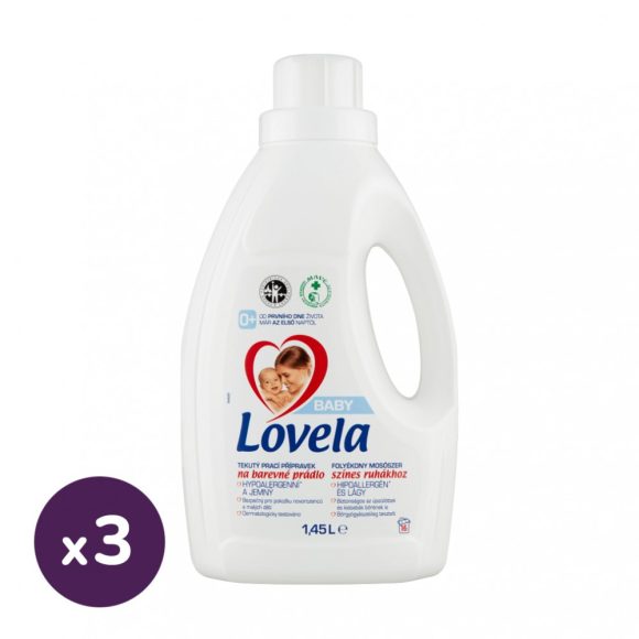 Lovela Baby hipoallergén folyékony mosószer színes ruhákhoz 3x1,45 liter (48 mosás)