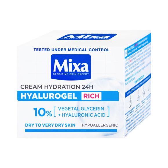 Mixa Hyalurogel Rich intenzíven hidratáló arcápoló krém (50 ml)