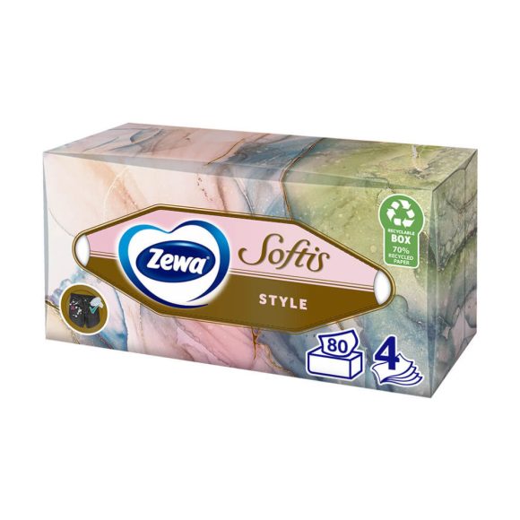 Zewa Softis Style 4 rétegű dobozos papírzsebkendő (80 db)
