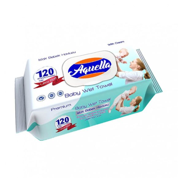 Aquella Prémium kupakos nedves törlőkendő 120 db