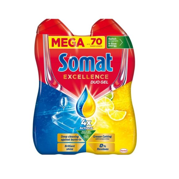 Somat Excellence DuoGel gépi mosogatógél 2x630 ml (70 mosogatás)