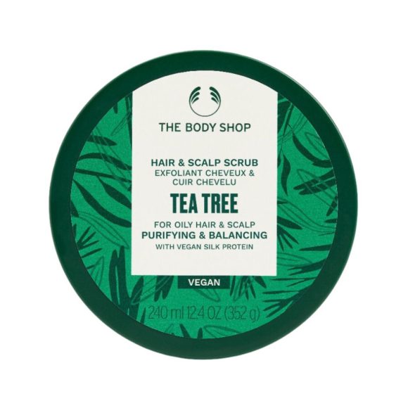 The Body Shop Teafaolajos tisztító haj- és fejbőrápoló radír (240 ml)