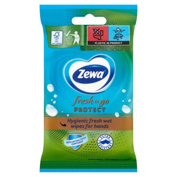 Zewa Fresh To Go Protect higiénikus nedves kéztisztító kendő (10 db)